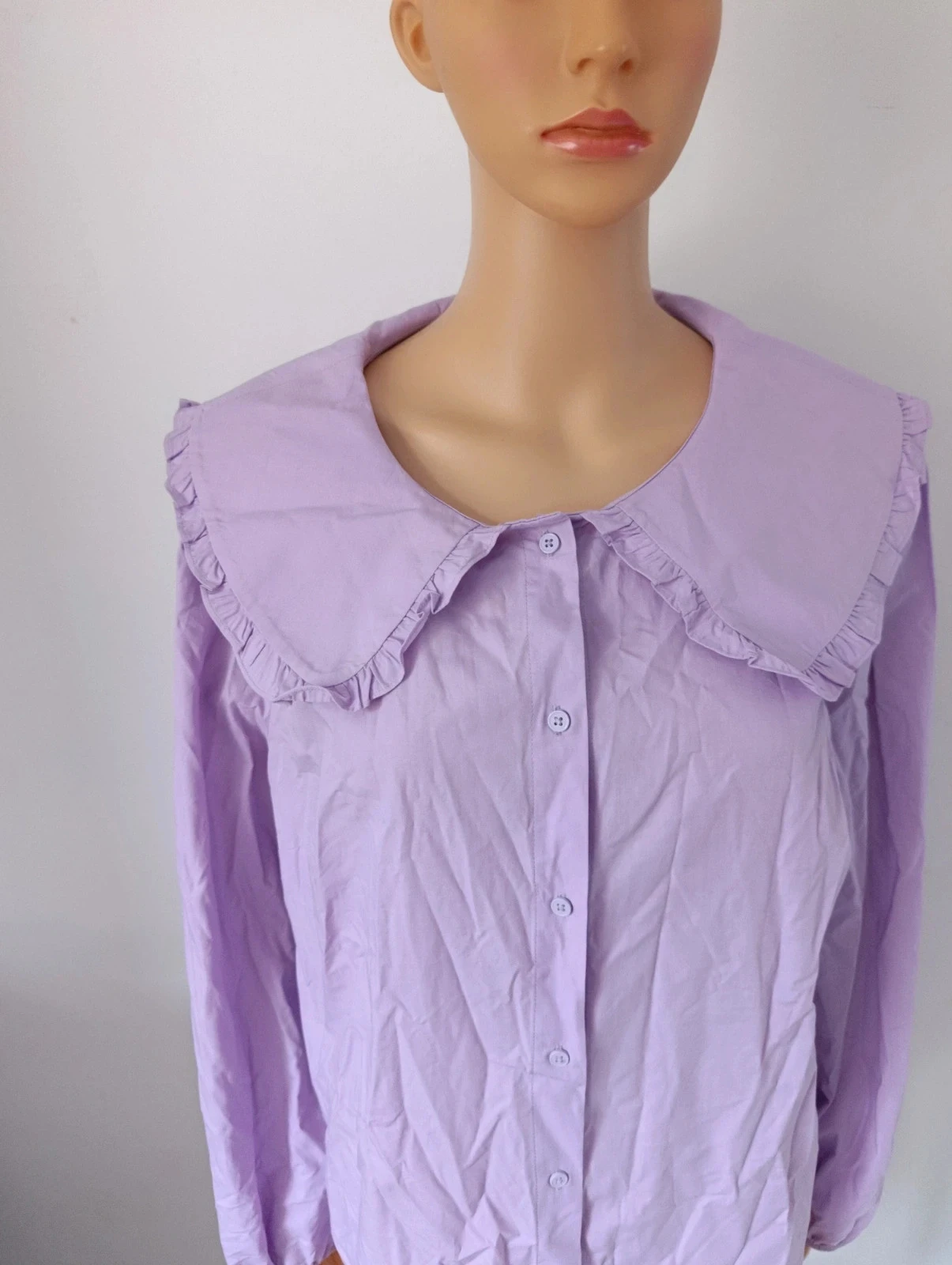 Camisa lilás CUBUS feminina L nova com etiqueta – Gola Claudine oversize 100% algodão – photo 4